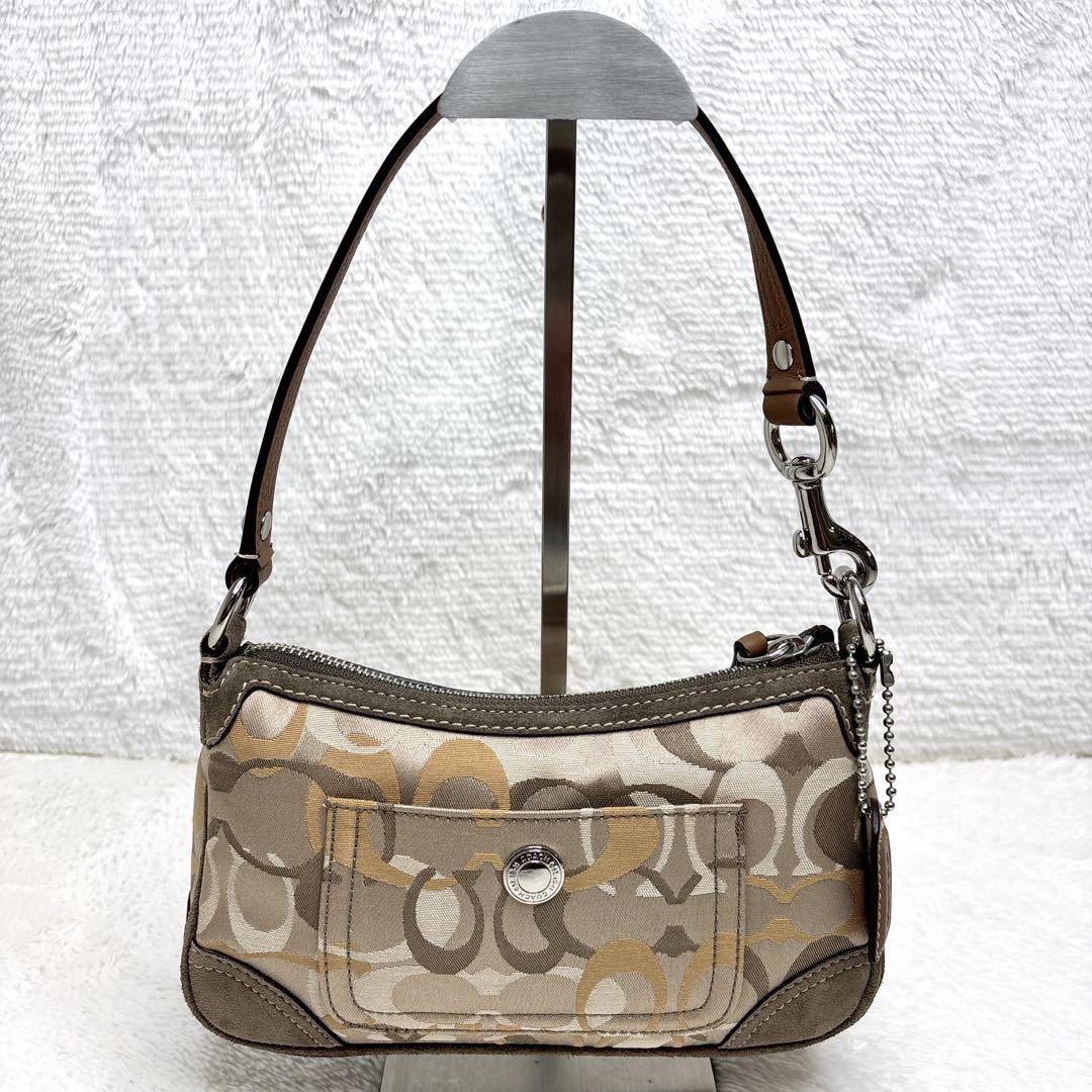 Coach Beige Signature One Shoulder Bag in Canvas & Leather - Excellent Condition
