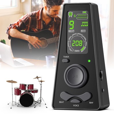 Metronom Digital mit Lautstärke Timer Voice Beats für Piano Ukulele Schlagzeug