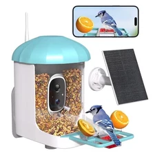 Bird Feeder with Camera, Smart Bird Feeder with Camera 1 Year Trial AI Blue