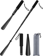 Shoe Horn Long Handle -15"-37" Telescopic Metal Shoehorn Adjustable Length, Alum