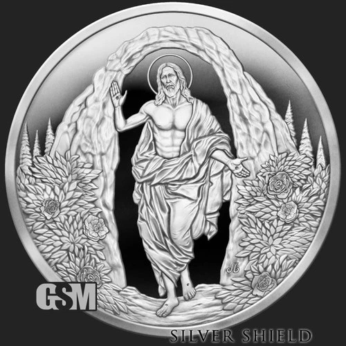 2026 Resurrection of Christ 1 oz .999 Fine Silver Shield PROOF MINIMINTAGE PRESA