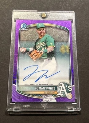 2025 BOWMAN CHROME TOMMY WHITE PURPLE MOJO ON-CARD AUTO RC # d 133/199!