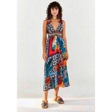 Farm Rio Forest Tiles V Neck Midi Dress Size Small