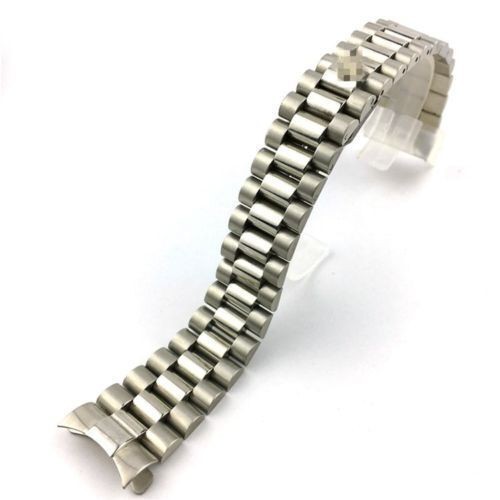 Solid Stainless Steel Strap Bracelet 20MM Curved End President Gold Watch Band #