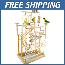 Parrot Play Gym con accesorios y tazas de acero inoxidable