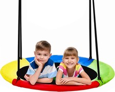 40 Inch Saucer Tree Swing for Kids Outdoor, Textilene Fabric 40inch  Rainbow