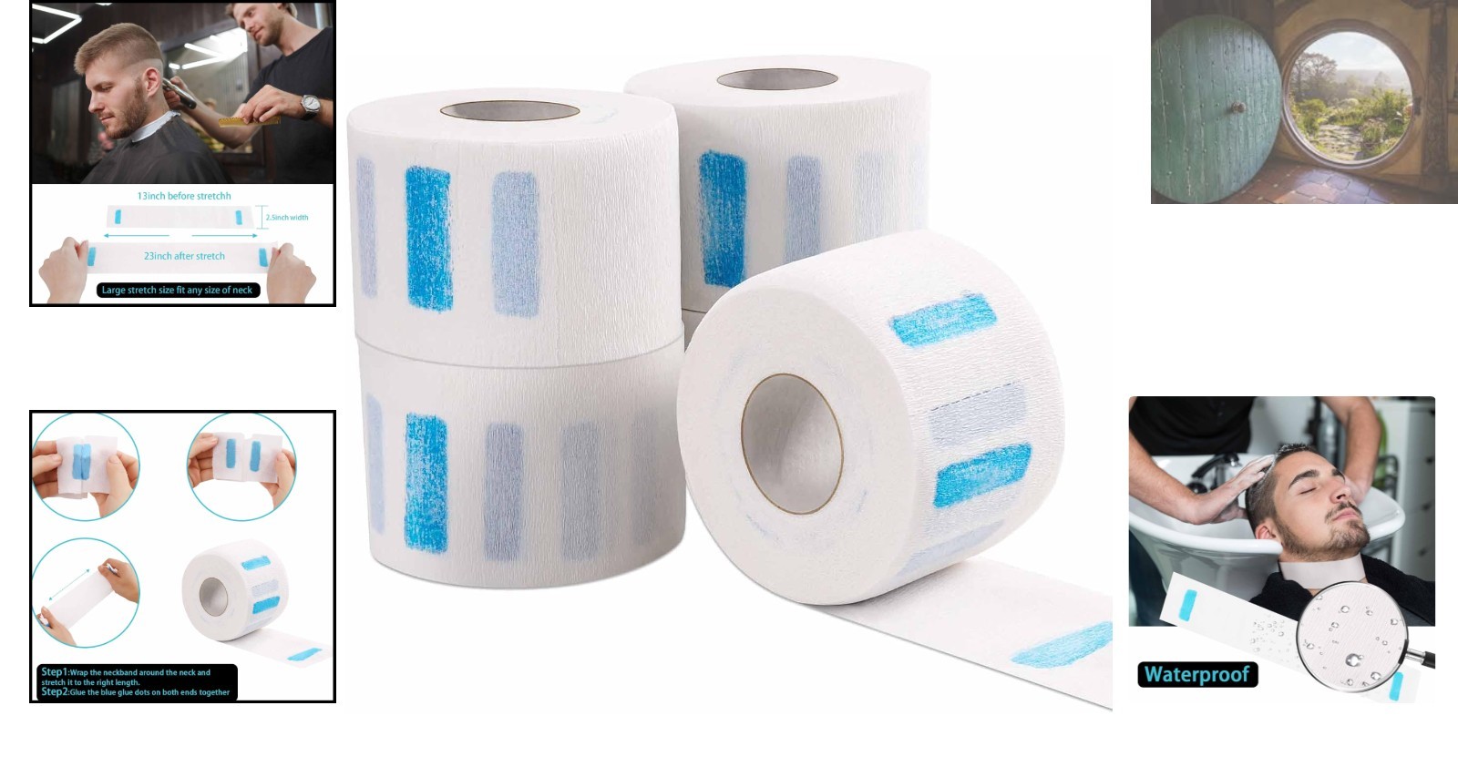 Professional Stretchy Paper Neck Protectors - 5 Rolls of Disposable Neck Strips