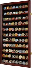 Military Challenge Coin Display Case Poker Chips Holder Wall Cabinet Showcase Ra