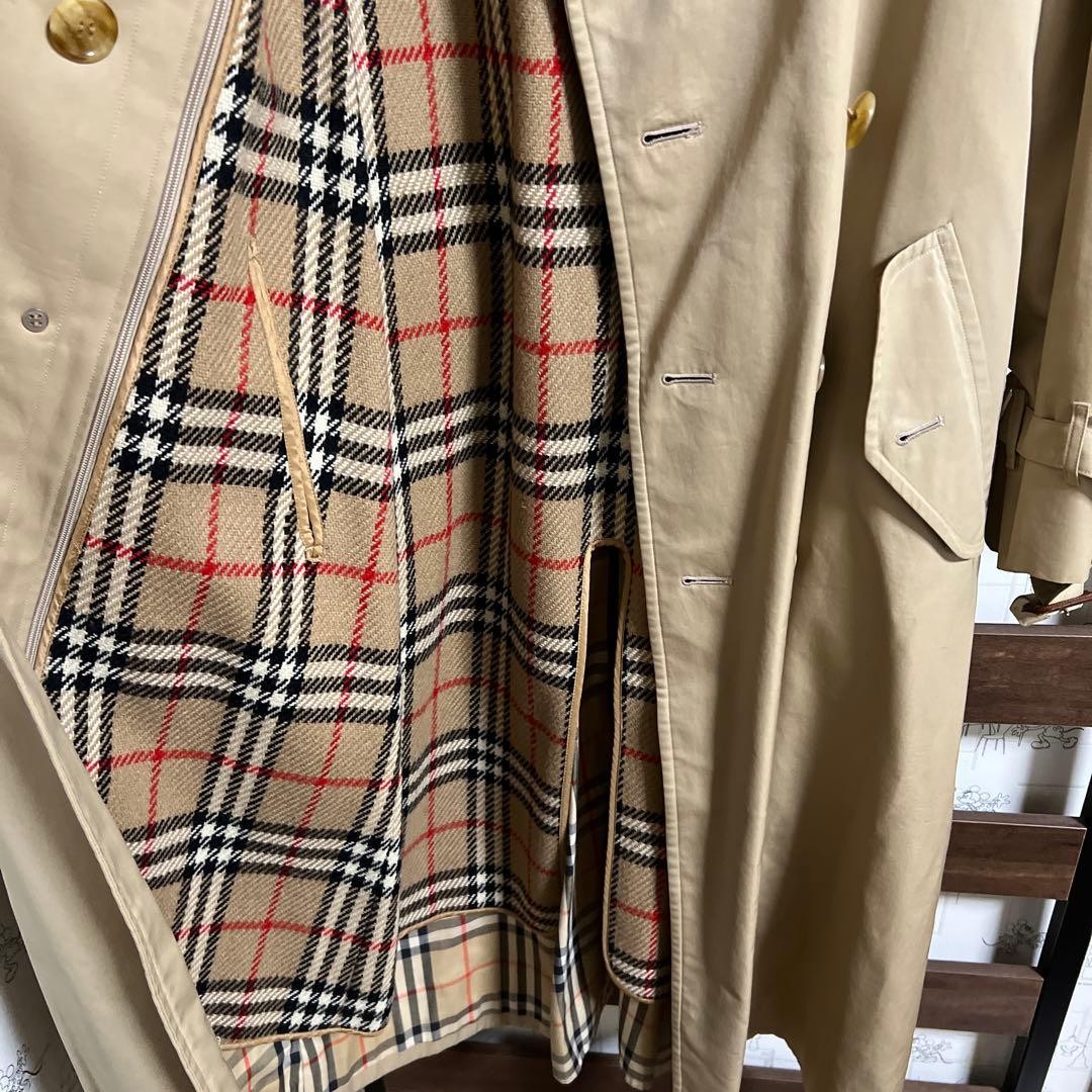 Burberry Trench Coat Beige Cotton With Check Pattern Size M For Women thumbnail 8