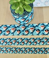 5/8, 7/8 1.5" 1 YD Shark Grosgrain Ribbon Smiling Shark Ocean Tropical