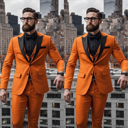 Fashion Men Suits Slim Fit Formal Prom Peak Lapel Tuxedos Prom Jacket Vest Pants - 第 1/10 張圖片
