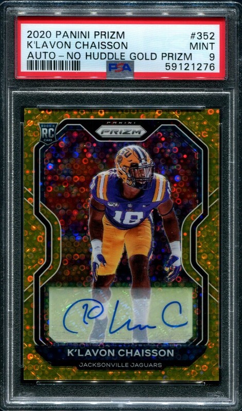 K'Lavon Chaisson -- PSA 9 -- No huddle Gold / 10 -- 2020 Prizm Rookie Auto