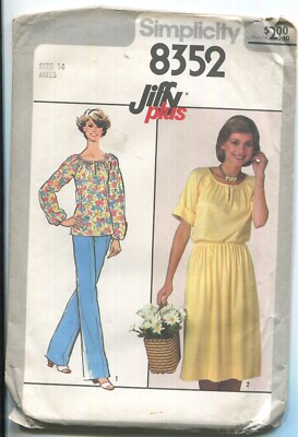 SIMPLICITY 8352 MISSES' TOP, SKIRT & PANTS SZ 14 BUST 36'' UNCUT 1978