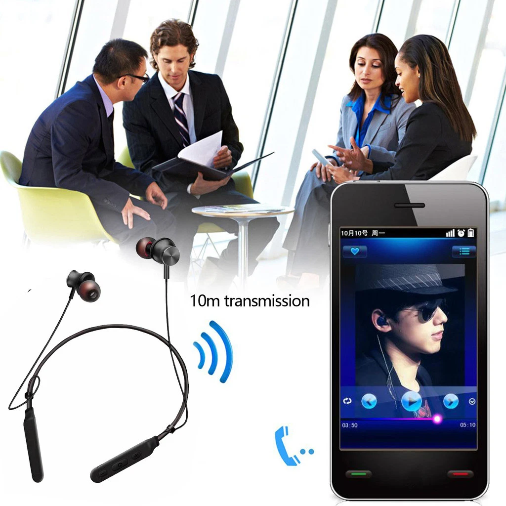 Écouteurs Bluetooth sport sans fil à tour de cou pour smartphones_voghion.com