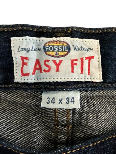 NWT Fossil Deadstock Men’s Easy Fit Denim Jeans Ink Wash Light Whiskering 34x34 - 第 8/11 張圖片