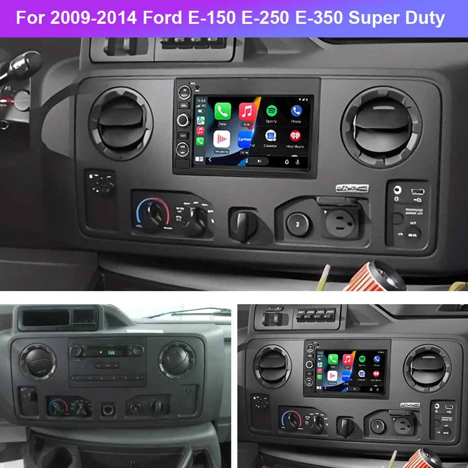 For 2009-2014 Ford E150 E250 E350 7" Carplay Android 13 Car Stereo Radio GPS NAV - Image 4 of 4