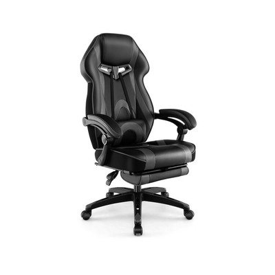 Racing Style Swivel Gaming Chair & Retractable Footrest Adjustable Lumbar Pillow