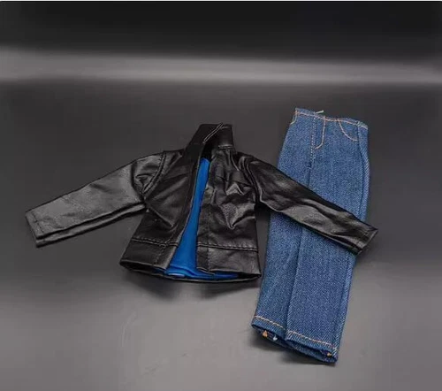 1/6 Scale männliche schwarze Lederjacke Jeans Hose Weste Anzug für 12" Actionfigur - Bild 7 von 11