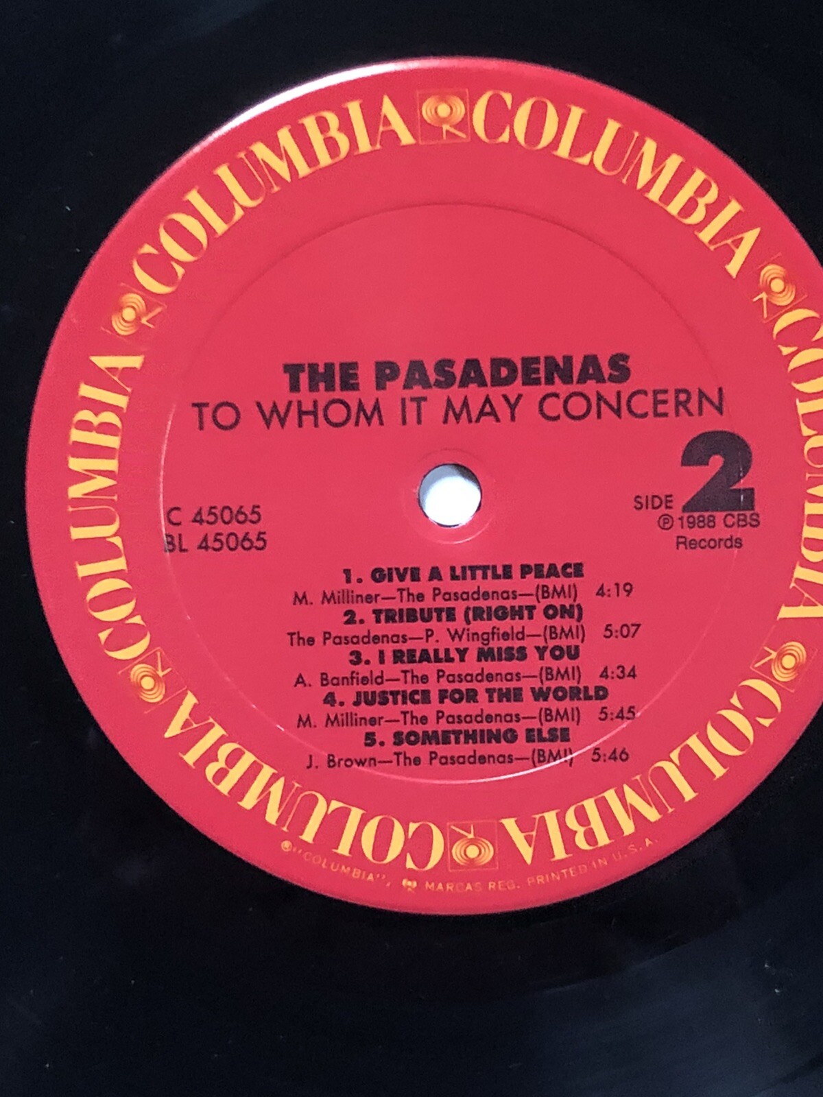 The Pasadenas ‎– To Whom It May Concern LP-  Columbia ‎promo