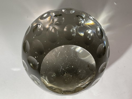 4" Round Clear Glass Golf Ball Dimpled Dimples Paperweight - Picture 12 of 22