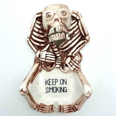 1950s　スカル灰皿　陶器　ビンテージKEEP ON SMOKING 1950s スカル灰皿 陶器 ビンテージKEEP ON SMOKING