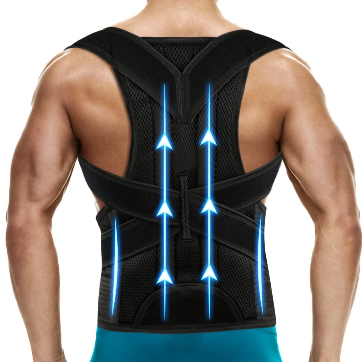 Adjustable Back Brace Posture Corrector for Women & Men - Fits 33-37in Waist