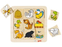 "Legespiel \"Wer Lebt Wo ?\" Puzzle Lernspiel Einlegespiel Einlegepuzzle Holz Neu"