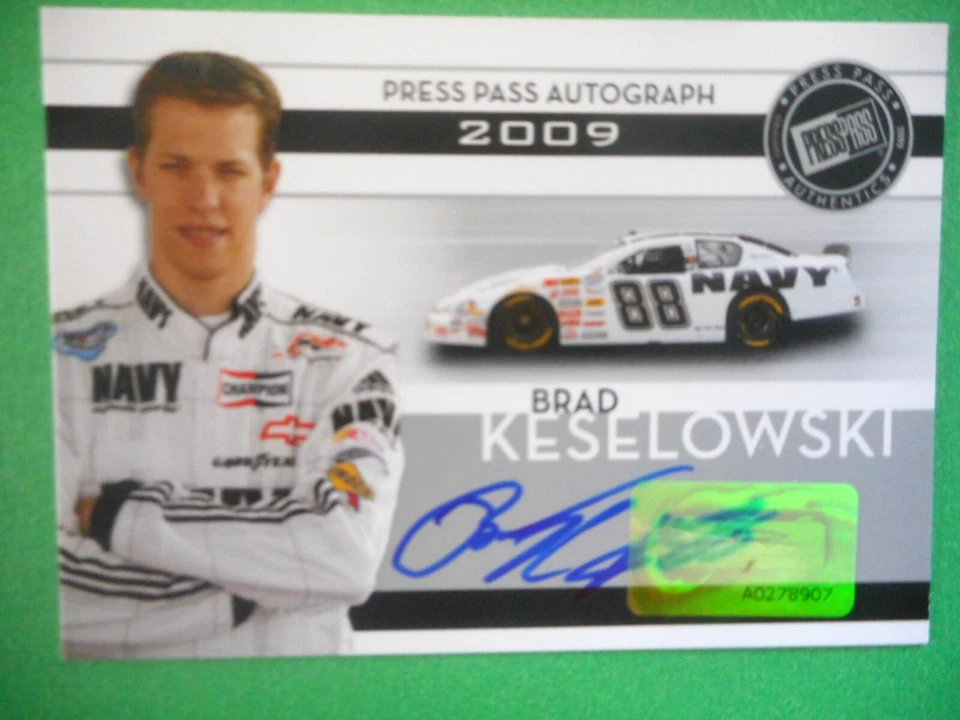 Brad Keselowski 2009 PP Authentics #88 NAVY JRM Chevy RC Auto Card MT Hologram - Image 2 of 3