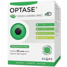 OPTASE Tea Tree Oil Eyelid Wipes - Cleansing for Dry Eyes Blepharitis Treatme...