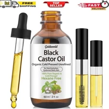 GoldWorld Jamaican Organic Black Castor Oil Cold Pressed for Eyebrows