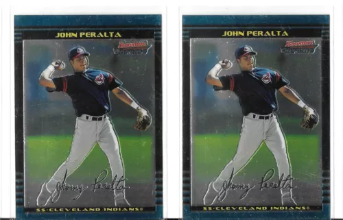 (2) Johnny Peralta 2002 Bowman Chrome Draft Rookie RC LOT #107 CLEVELAND INDIANS