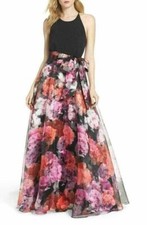 Eliza J Ballgown Sz 8 Black Multi