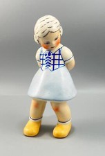 Vintage Girl Looking Down in Plaid Dress Figurine 7.5" Tall