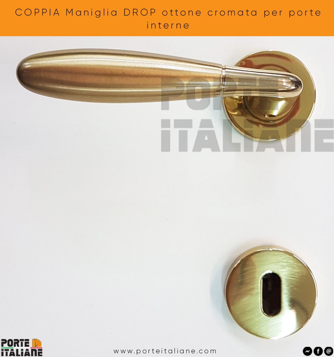 Maniglia Per Porta Interna Drop Ento Rosetta Tonda • Maniglie Design - Foto 2