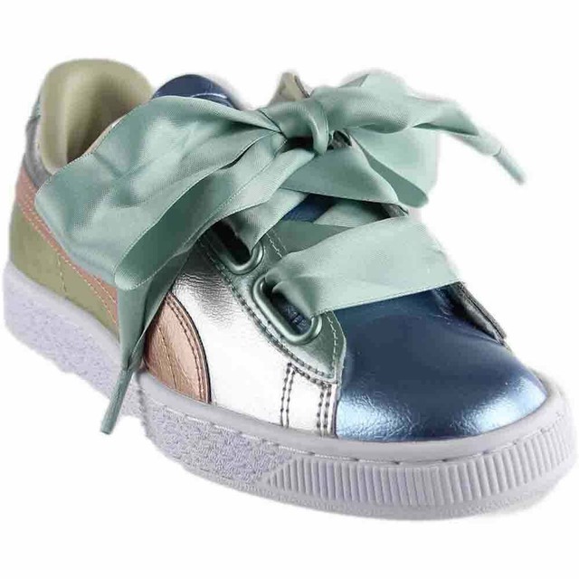 puma basket heart silver