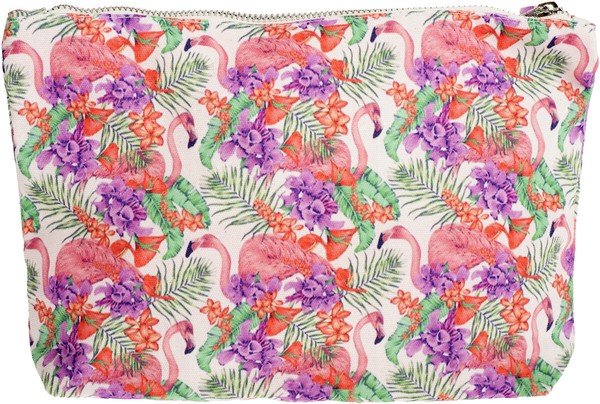 Tropical »Flamingo Palm Flower« Tiki Kosmetik Tasche/Kuilturbeutel Rockabilly-image