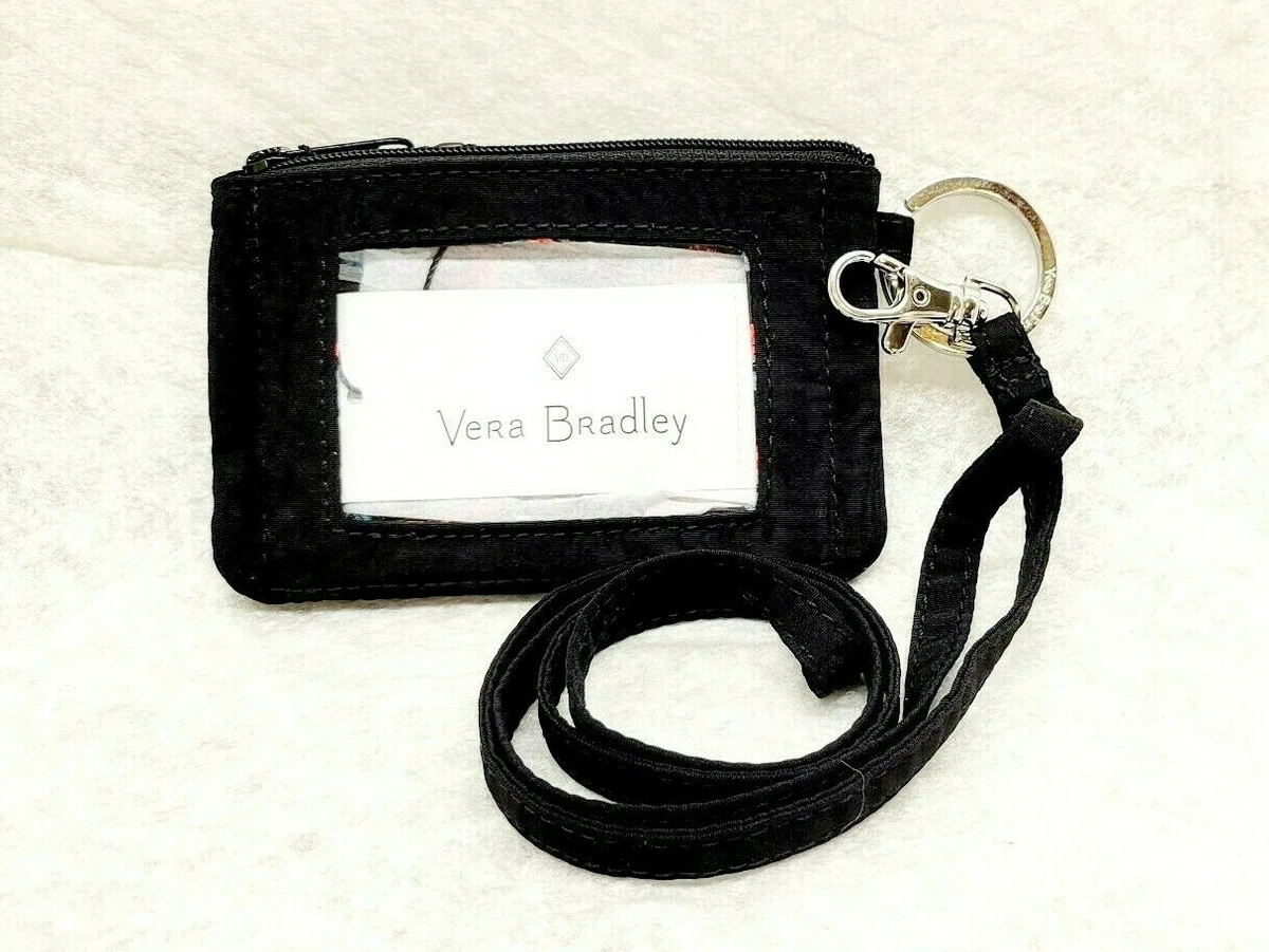 Vera Bradley Zip ID Case and Lanyard Set Classic Black Badge