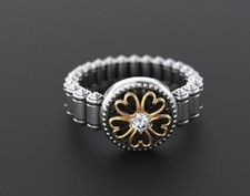 Stylish Center mounted White Round Cut Simulated Sapphire Anniversary Fine Ring