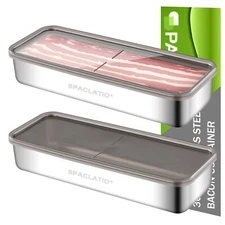 Stainless Steel Bacon Container Airtight Deli Meat Container for Refrigerator