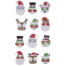 3d Puffy Christmas Buddies Stickers Set - 12 Pieces