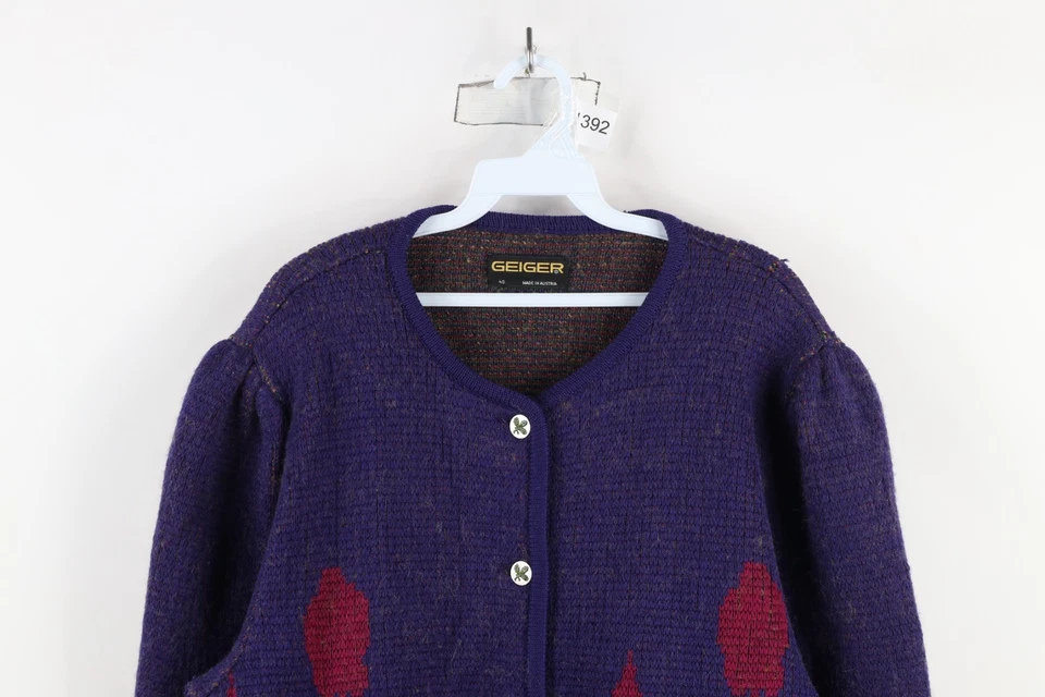 Vtg 90s Streetwear Womens 40 Nature All Over Print Wool Knit Cardigan Sweater - Image 2 of 4