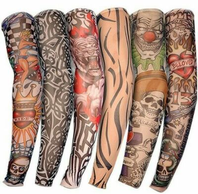 6pcs Tattoo Cooling Arm Sleeves Basketball Outdoor Sport Sun UV Protection Cover