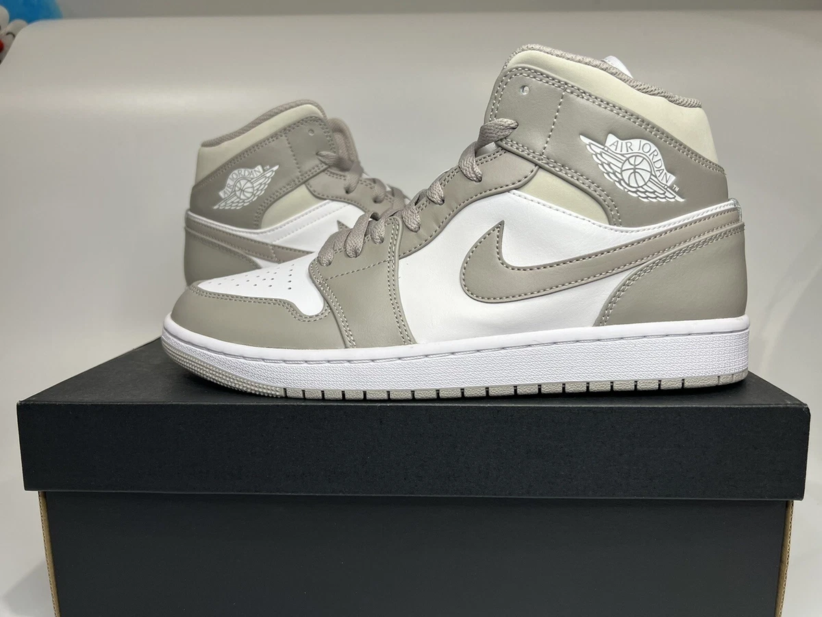 Nike Air Jordan 1 Mid Linen College Grey Light Bone White 554724