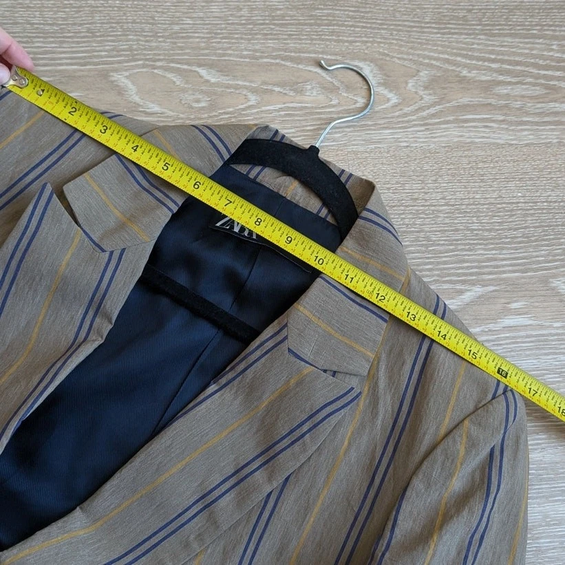 NWOT Zara Brown Striped Oversized Double-breasted Blazer, size S - Image 4 of 4