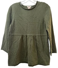 Sundance Babydoll Scoop Neck Sweater Womens Size XL Olive Green 100% Merino Wool