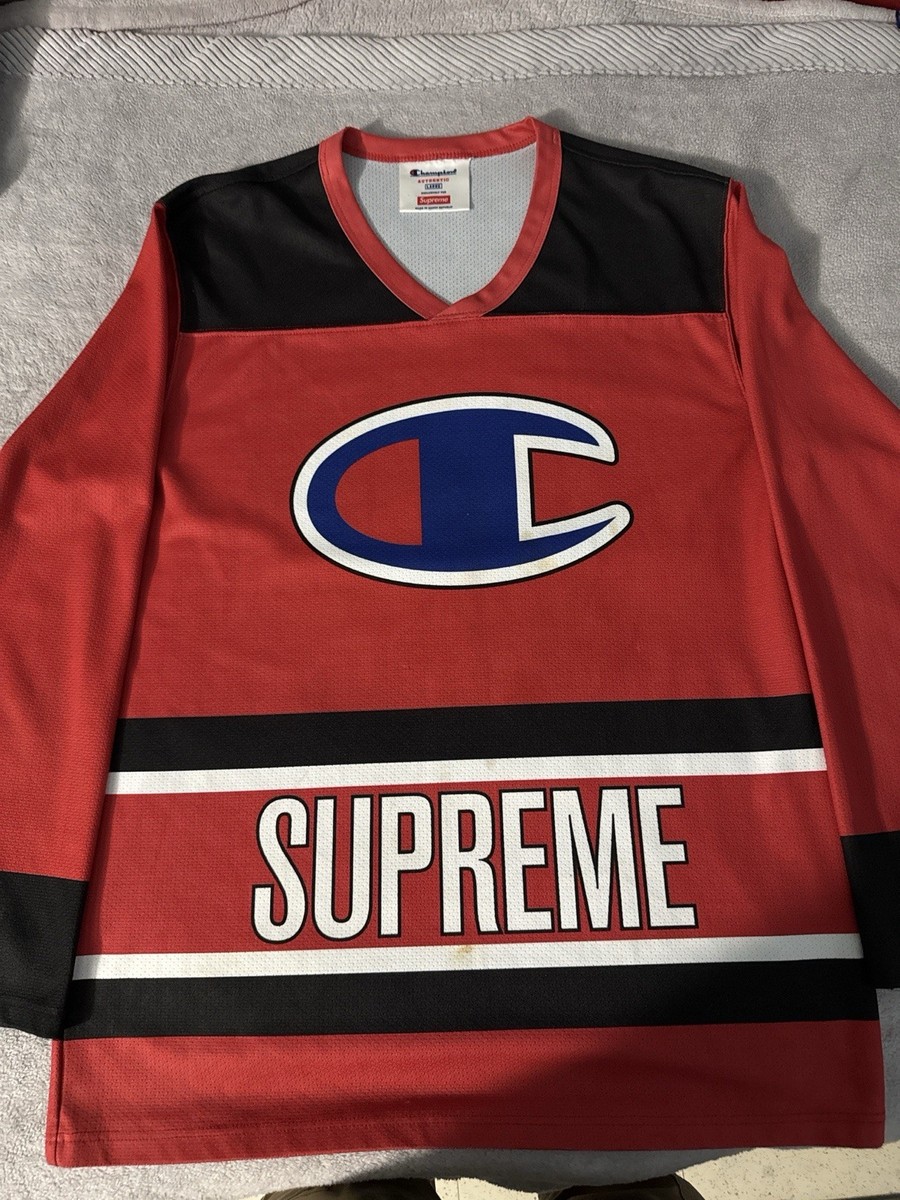 Supreme ゲームシャツ football hockey jersey Champion Supreme x Hockey Jersey Red/Black, Size L | eBay