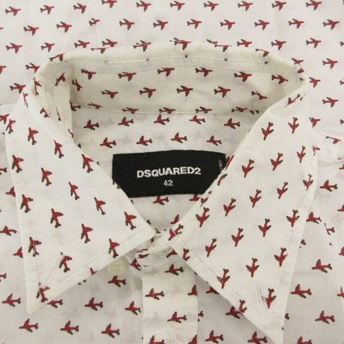 Dsquared DSQUARED2 Shirt Airplane Pattern Total Long Sleeve 42 XS White FF Used - Picture 7 of 9