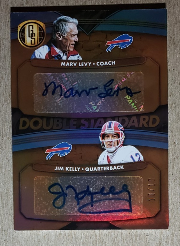 2019 Panini Gold Standard Jim Kelly & Marv Levy Dual Auto 10/10 Buffalo Bills