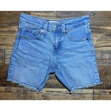 Signature Levi Strauss 5164 Girls Denim Shorts Size 7 Light Wash Frayed Hem