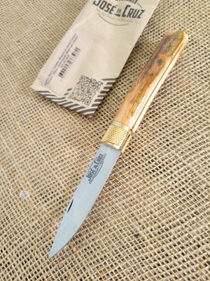 JOSE DA CRUZ Large Rustica Folding Knife 3.25'' Carbon Steel Blade Wood Handle